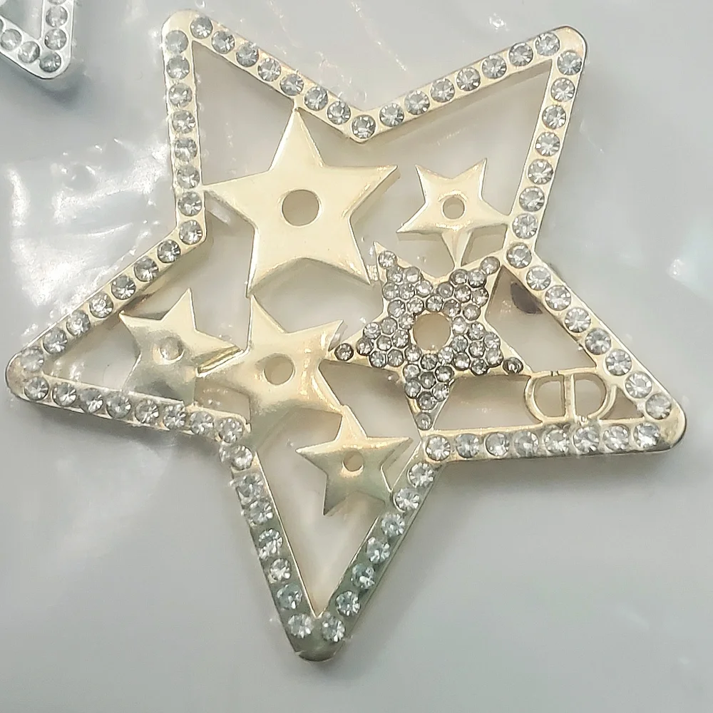 Christian Dior Crystal Star Gold And Silver Hair Clip Set With Dust Bag - Picture 2 of 10